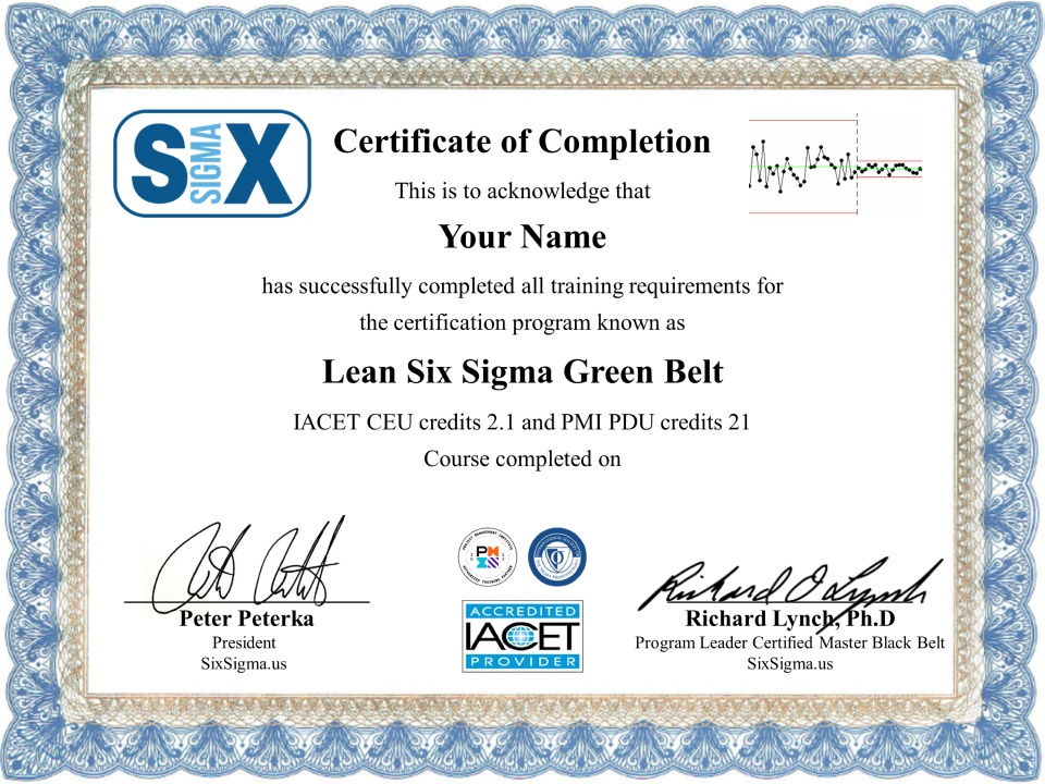 Image : Lean Six Sigma Green Belt Certificate